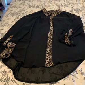 Black with animal print blouse